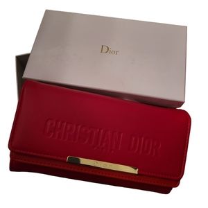 Christian Dior Red Leather Wallet